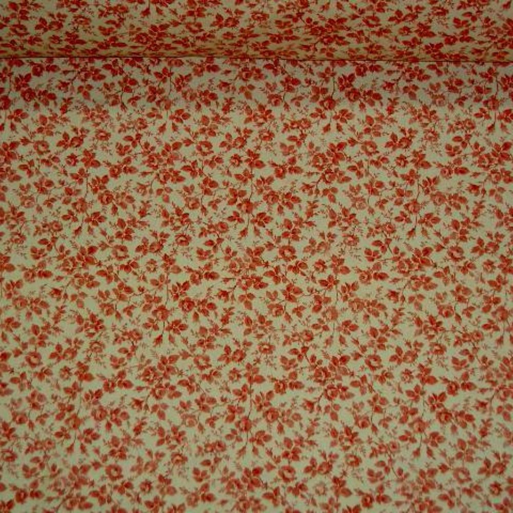2.5 Yds Cotton Sweetie Red Floral Fabric - Picture 5 of 5